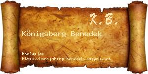 Königsberg Benedek névjegykártya